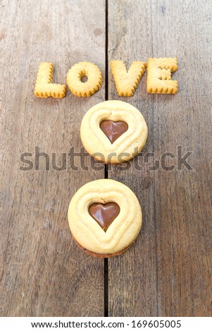heart shape  biscuits on wood