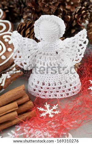 Handmade Christmas Crochet Angel with a halo