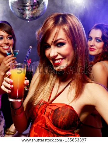 Group of friends having fun on a disco Group of friends having fun on a disco