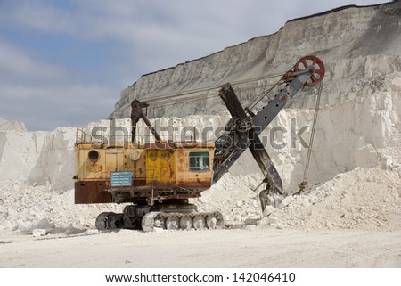 Excavator at Lime-pit (limestone career), Russia, Divnogorie