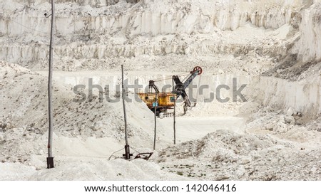 Excavator at Lime-pit (limestone career), Russia, Divnogorie
