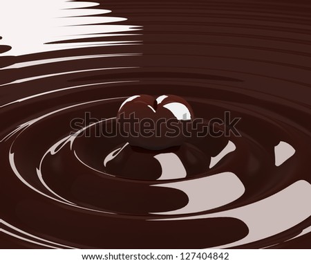 Chocolate heart in hot chocolate
