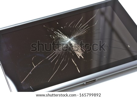 Shattered digital tablet screen