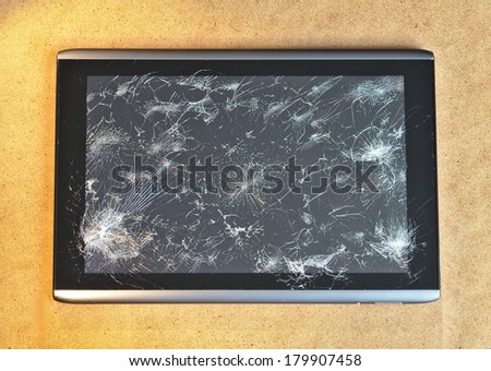 Shattered digital tablet screen