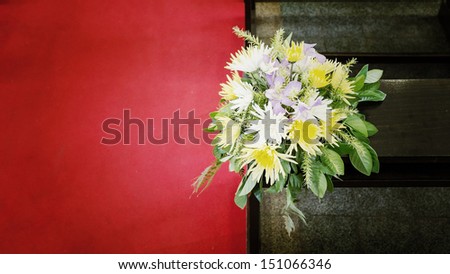 Beautiful flower wedding decoration in a church,Vintage