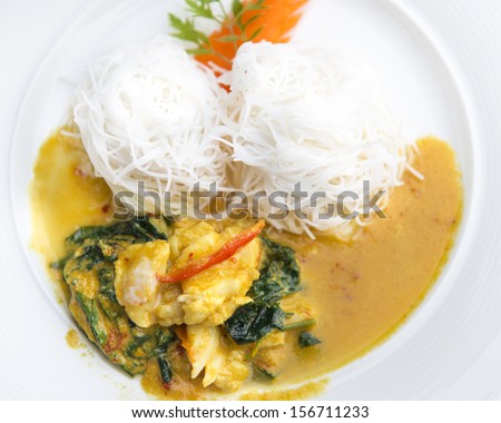 Coconut milk Curry crab with noodle
