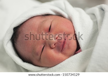 new born baby portrait in hospital