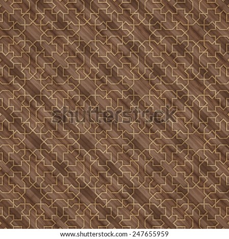 Arabesque Pattern Background in wood blocks