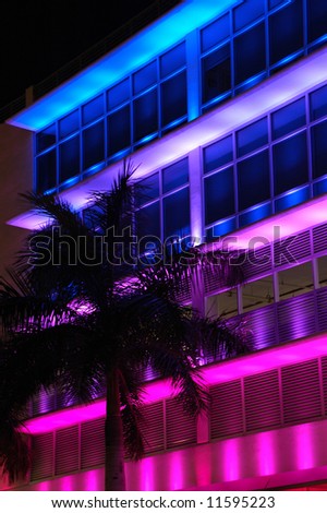 Fashion Store in South Beach with Vibrant Lighting at Night