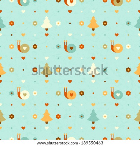 vector funny background with snails and trees