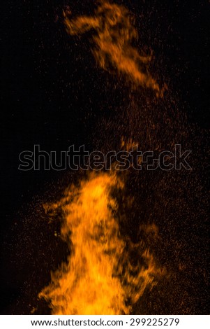Burning fire flame. Bright and beautiful flame during the combustion of the resin
