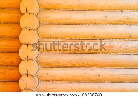 Rustic log cabin wall in architecture