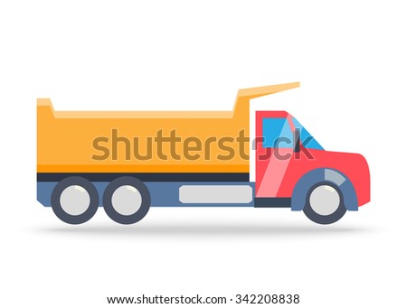 Construction and transportation of goods. Freight and transportation services. Fast delivery truck icon isolated on white background. Delivery service van and post, delivery car icon.