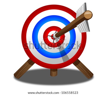 Target hit by an arrow in the middle