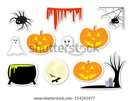 Set of halloween isolated objects