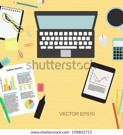 Vector business office stationery on the table