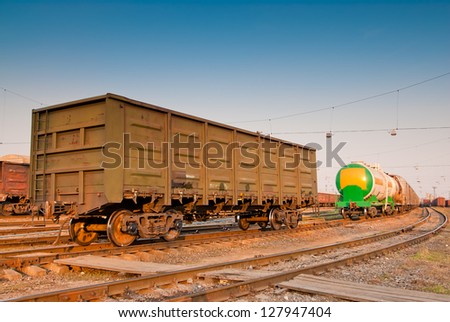 freight wagon on railroad tracks