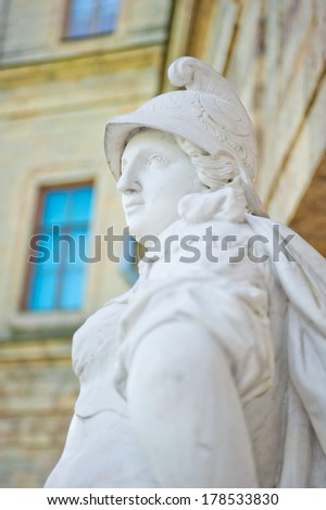 Warriors statue of white stone