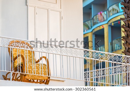 old rocking chair on the balcony no people