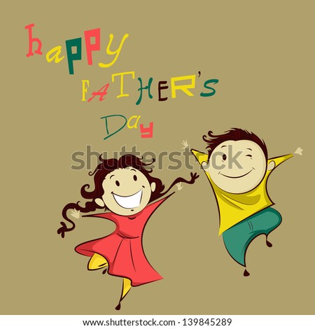easy to edit vector illustration of kids in Happy Father's Day easy to edit vector illustration of kids in Happy Father's Day