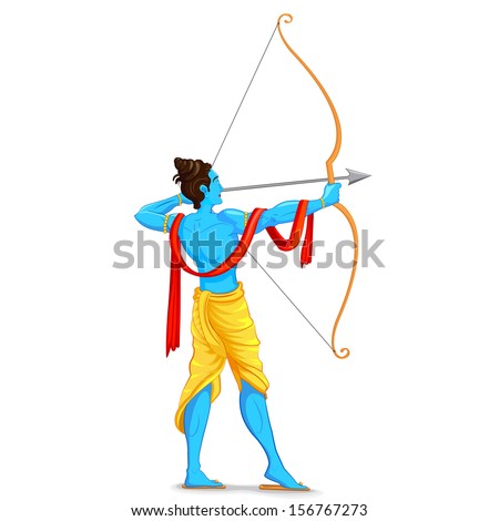 easy to edit vector illustration of Lord Rama with bow and arrow easy to edit vector illustration of Lord Rama with bow and arrow