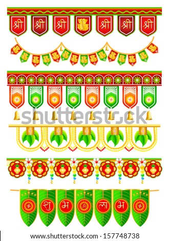 easy to edit vector illustration of colorful doorway hanging for Indian traditional decoration easy to edit vector illustration of colorful doorway hanging for Indian traditional decoration