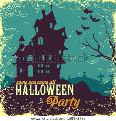 easy to edit vector illustration of haunted house in Halloween background easy to edit vector illustration of haunted house in Halloween background