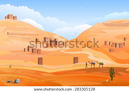 easy to edit vector illustration of Desert landscape