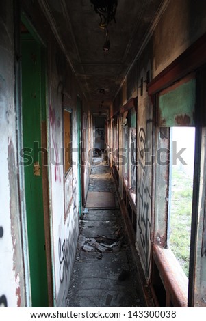 abandoned train interior
