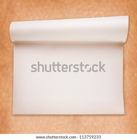 Scroll smooth paper on textured paper background