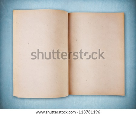 Blank vintage notebook on blue vintage paper