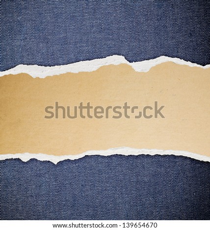 Ripped paper with free space for text, jeans texture