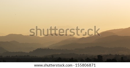 Mountains silhouette, morning