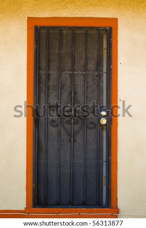 Orange door trim and black security door