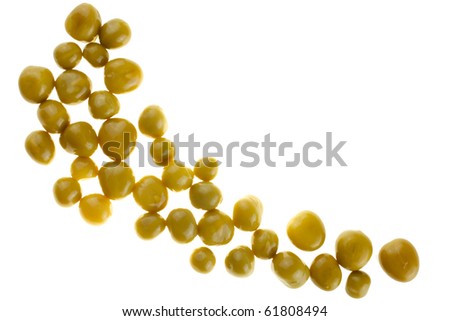 A number of canned peas. Taken against the light. Isolated on white background.