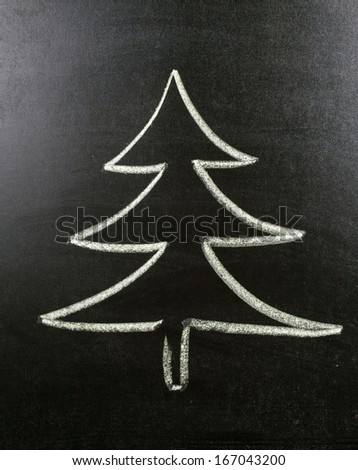 Christmas tree written on blackboard