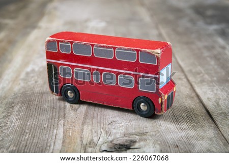 Old wooden English red bus