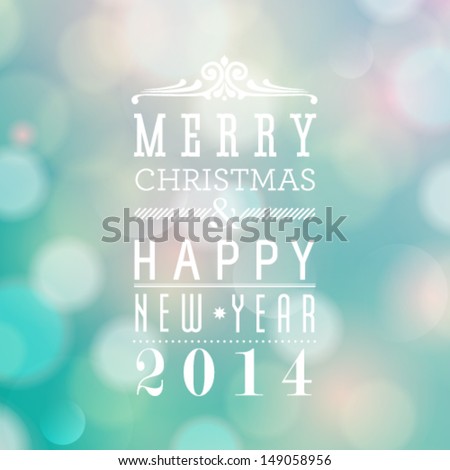 Vector Merry Christmas And Happy New Year Card Design. Perfect As Invitation Or Announcement.