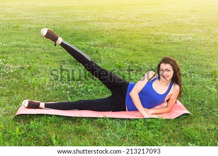 fitness mat woman sport outside