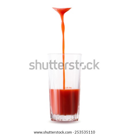 red juice pouring Isolated on white background