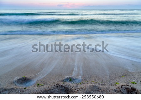 beach sand morning sea waves landscape
