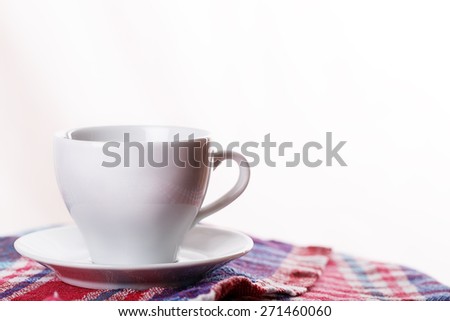 white mug saucer tea coffee plaid