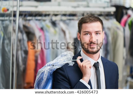 Portrait of a male client in the Laundry room