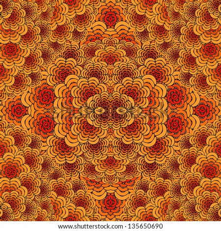 Flower decorative pattern design in warm colors.Useful as background, pattern, decorative, texture, textile etc.