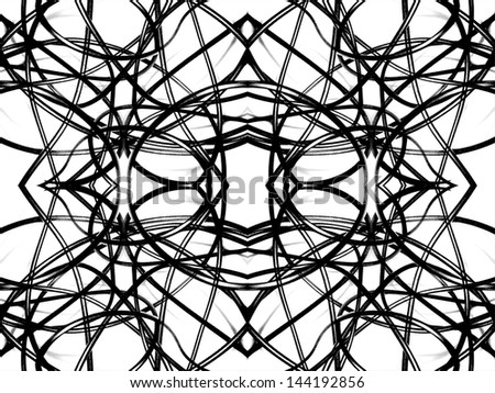 Digital pattern created with cables against white background.