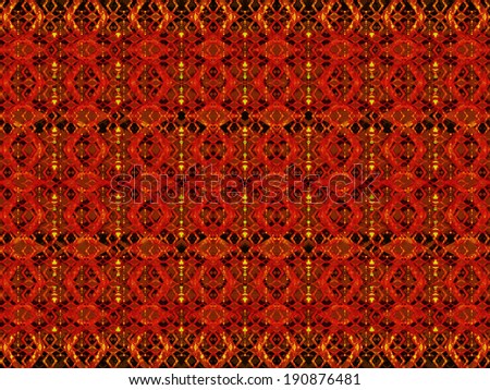 Refined luxury ornament geometric motif background pattern in hot warm colors.
