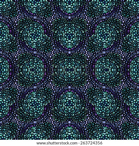 Luxury ornament modern pattern design with abstract motif in vibrant turquoise and violet colors.