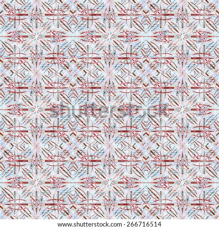 Digital collage style futuristic or tech geometric stars motif pattern background in red and cyan colors.