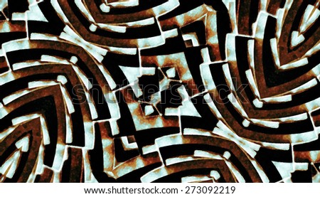 High tech futuristic style abstract geometric background pattern in brown, white and black colors.