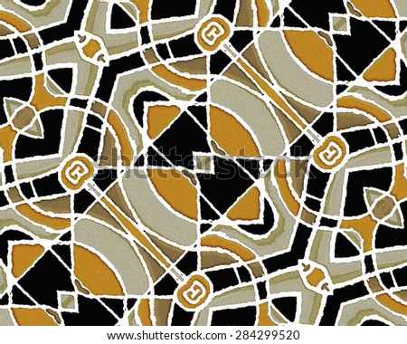 Digital art colorful geoemetric abstract pattern in vivid gray, black and yellow colors.